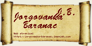 Jorgovanka Baranac vizit kartica
